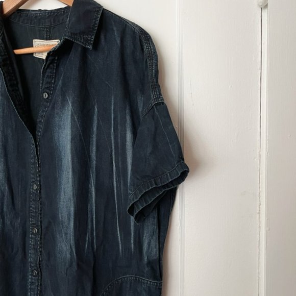 Current/Elliott The Oversized Smock Dress in Asphalt - Picture 3 of 7